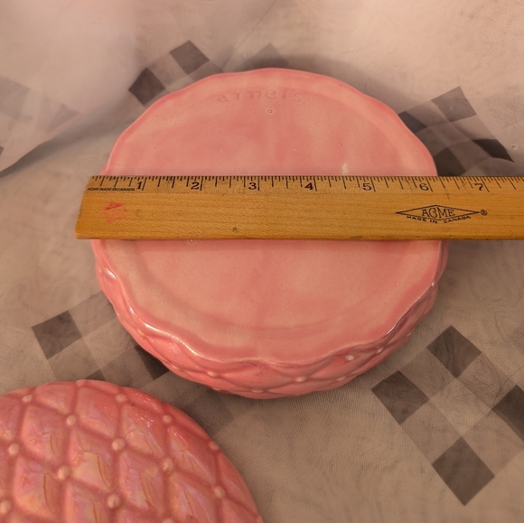 Arnels Ceramic 7” Quilted Round Lidded Dish Powder Jewelry Trinket Vintage - Picture 6 of 7